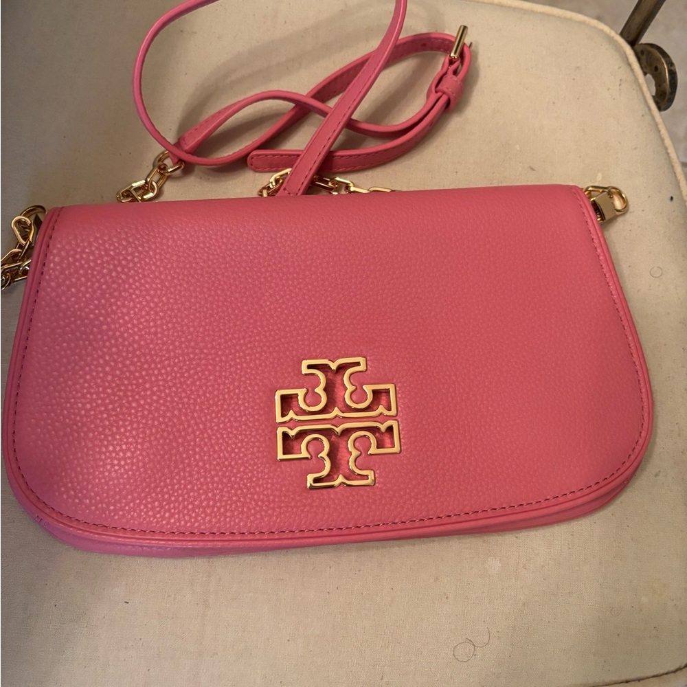 Tory Burch Pink Crossbody Bag with Gold Logo